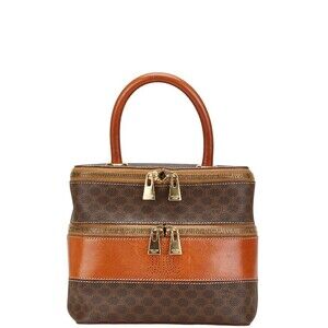 Celine Macadam Vanity Bag Makeup Brown Leather